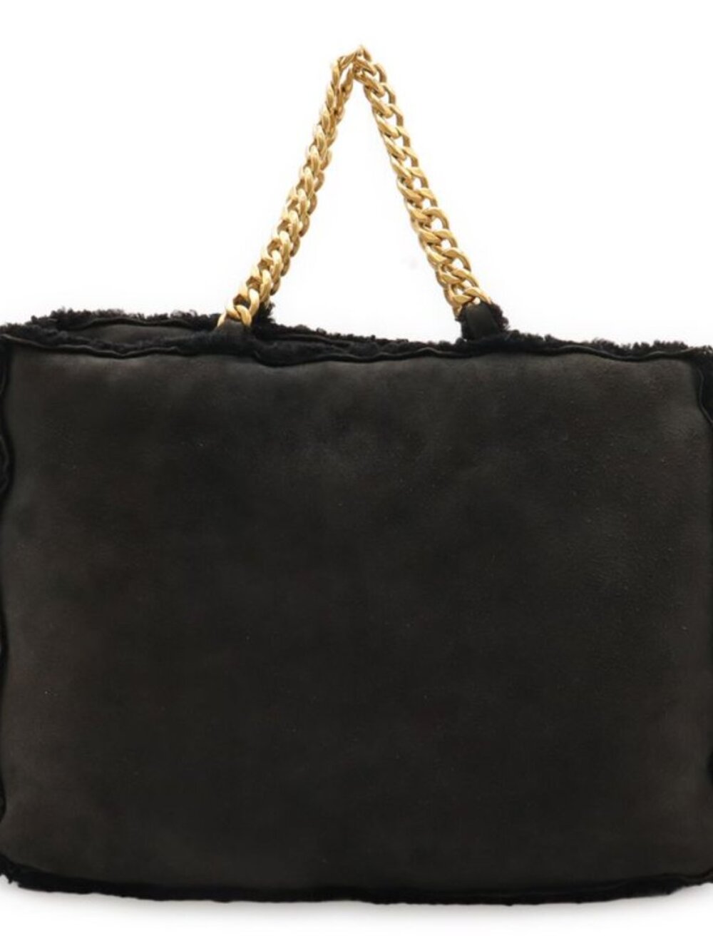 Chanel Mouton Chain Tote Bag Shoulder Leather Black Gold Hardware - Picture 1 of 9